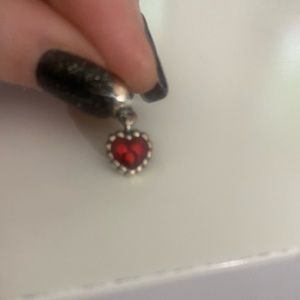 Pandora dangle charm: sterling silver and red enamel heart